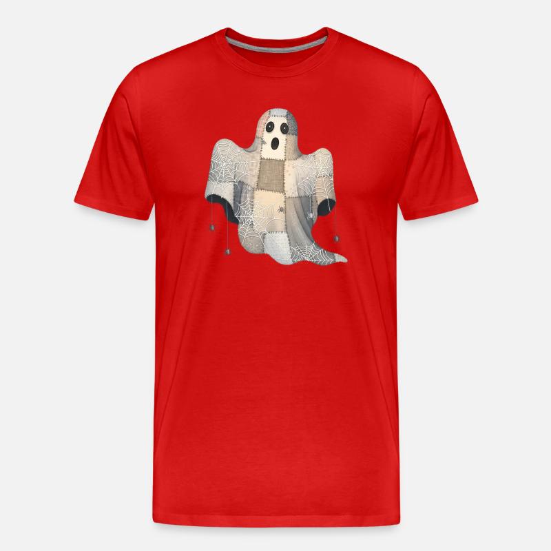 Patchwork Geist mit Spinnennetzen - Männer Premium Bio T-Shirt - Rot
