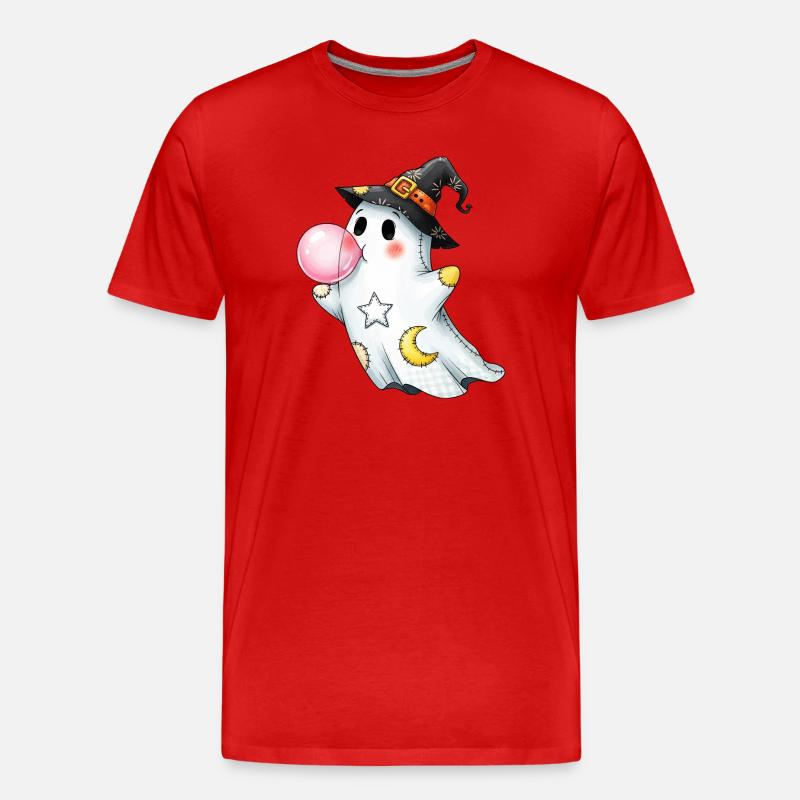 Patchwork Cartoon Geist mit Kaugummiblase - Männer Premium Bio T-Shirt - Rot