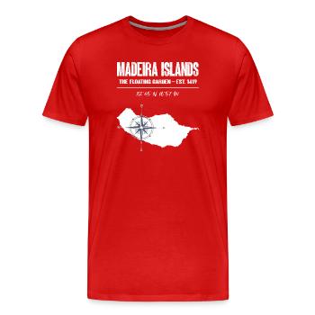 Iles de Madère Boussole Vintage - T-shirt bio Premium Homme - rouge - Devant - Damien (186cm)