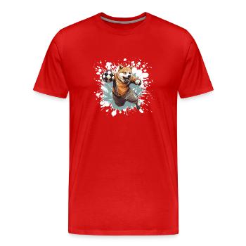 Akita Dog Football Team - Men's Premium Organic T-Shirt - red - Front - Damien (186cm)