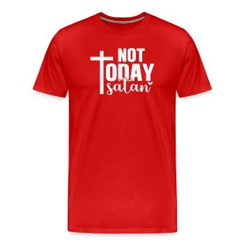 Pas aujourd’hui Satan - T-shirt bio Premium Homme - rouge - Devant - Damien (186cm)