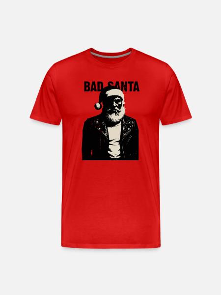 Rebellischer Weihnachtsmann in Lederjacke - Männer Premium Bio T-Shirt - Rot