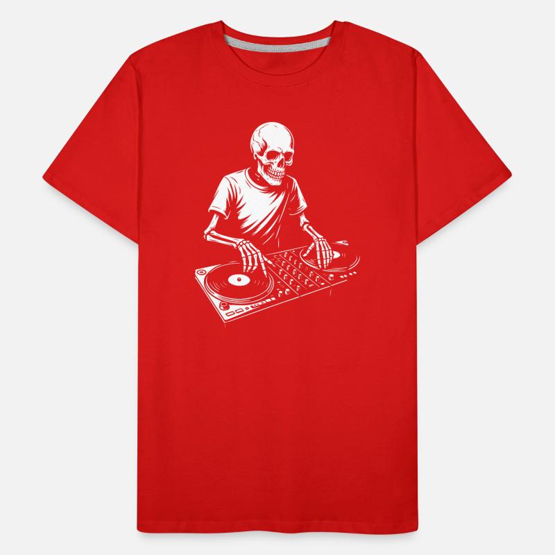 Skeleton DJ on Turntables Men's Premium Organic T-Shirt