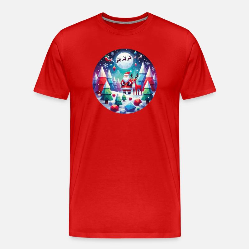 Geometrisches Weihnachtsidyll Santa Elche - Männer Premium Bio T-Shirt - Rot