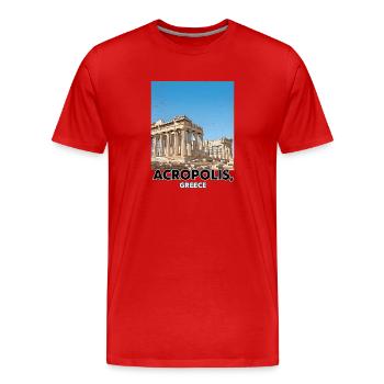 Acropole Grèce Affiche - T-shirt bio Premium Homme - rouge - Devant - Damien (186cm)