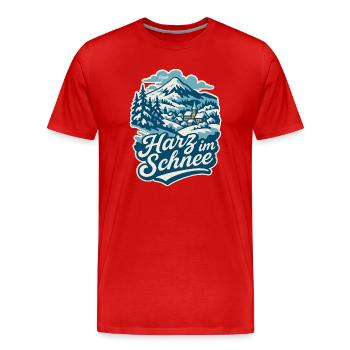 Harz im Winter   - Männer Premium Bio T-Shirt - Rot - Vorne - Damien (186cm)