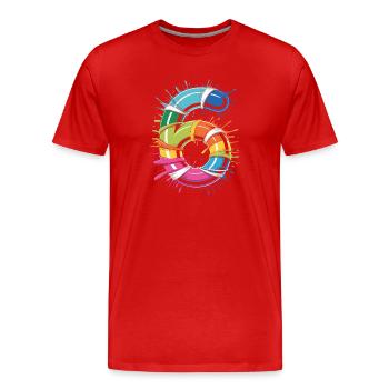 Regenbogen Rettungsring Splash - Männer Premium Bio T-Shirt - Rot - Vorne - Damien (186cm)