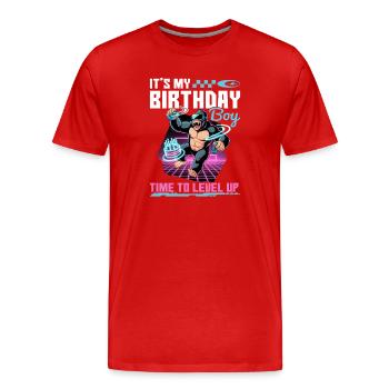 Birthday Gamer VR - Männer Premium Bio T-Shirt - Rot - Vorne - Damien (186cm)