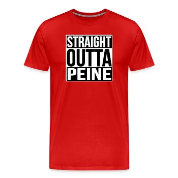STRAIGHT OUTTA PEINE - Men's Premium Organic T-Shirt - red - Front - Damien (186cm)