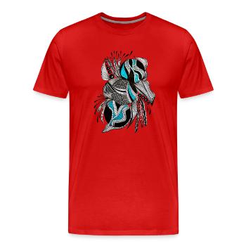 Motif d’écailles noirsturquoises - T-shirt bio Premium Homme - rouge - Devant - Damien (186cm)