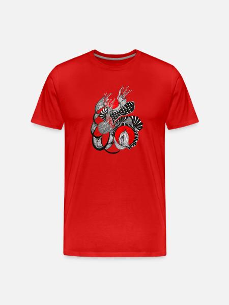 Monochrome flower circles with red - Men's Premium Organic T-Shirt - red