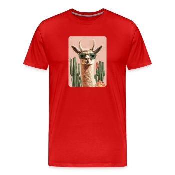 lama - T-shirt bio Premium Homme - rouge - Devant - Damien (186cm)