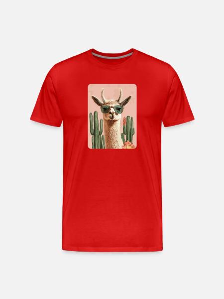 Lama - Männer Premium Bio T-Shirt - Rot