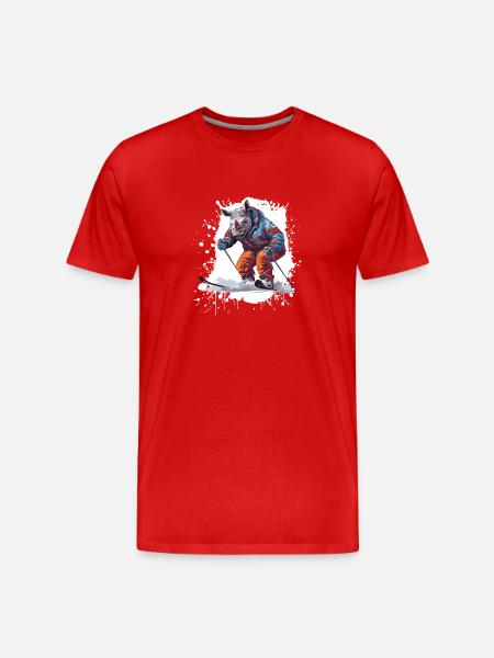 Rhino Skiing Skiing - Men's Premium Organic T-Shirt - red