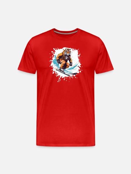 Tiger Ski Skiing - Men's Premium Organic T-Shirt - red