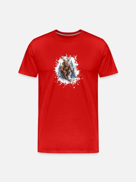 Hirsch Ski Skiing - Men's Premium Organic T-Shirt - red