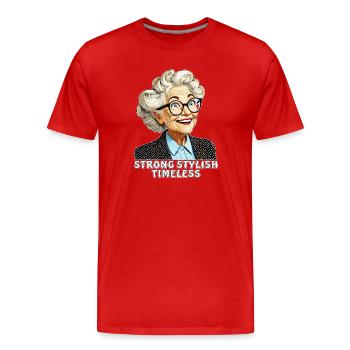 ÄLTERE FRAU STRONG STYLISH TIMELESS - Männer Premium Bio T-Shirt - Rot - Vorne - Damien (186cm)