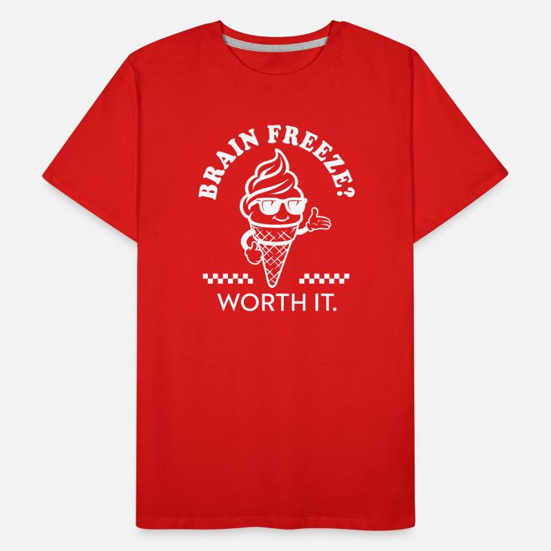 Brain Freeze Worth It – Retro Eiscreme Comic  Männer Premium Bio T-Shirt