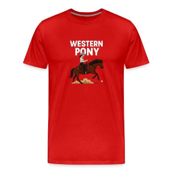 Western Pony Rider - Men's Premium Organic T-Shirt - red - Front - Damien (186cm)