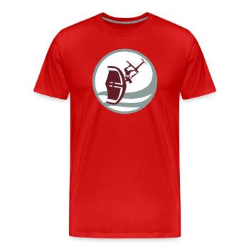 Wingfoil Action Silhouette - Men's Premium Organic T-Shirt - red - Front - Damien (186cm)
