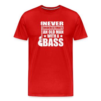 Rocker Bass Elektrische Musik Bassist Spieler Geschenk - Männer Premium Bio T-Shirt - Rot - Vorne - Damien (186cm)