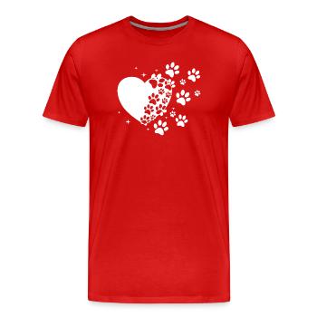 Pawprint Heart Stardust - Men's Premium Organic T-Shirt - red - Front - Damien (186cm)