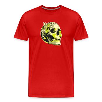 Neon Crâne Boule Disco - T-shirt bio Premium Homme - rouge - Devant - Damien (186cm)