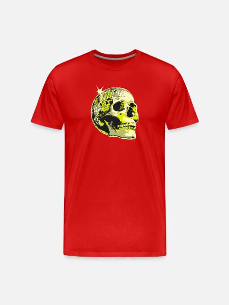 Neon Skull Disco Ball - Men's Premium Organic T-Shirt - red