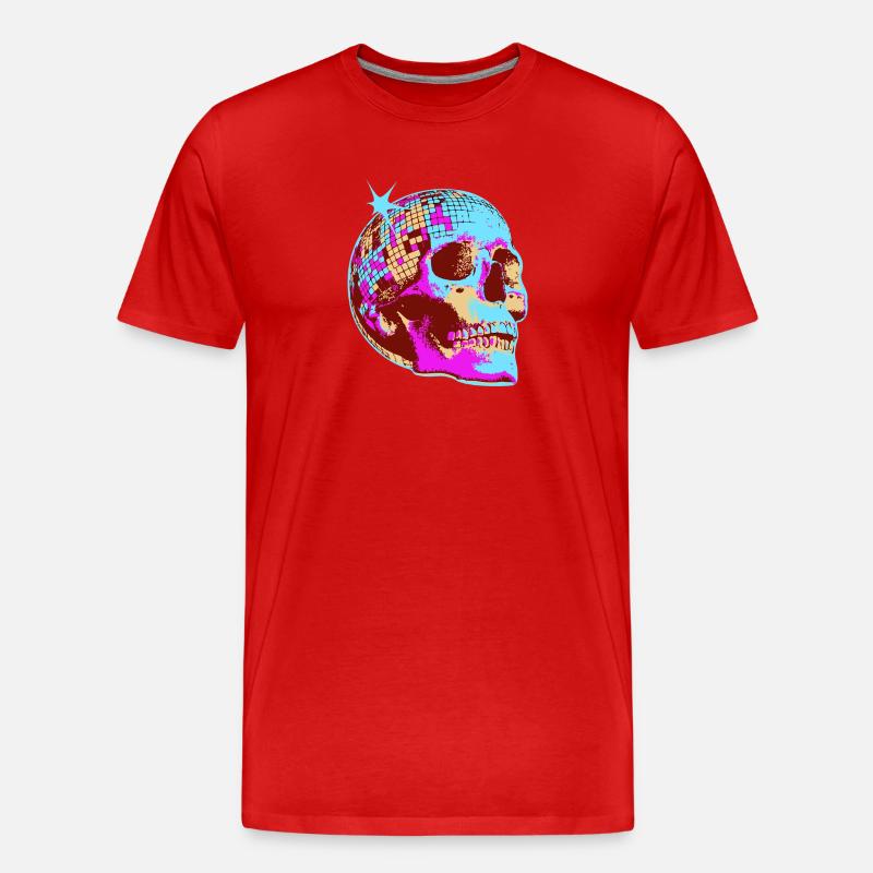 Disco Totenkopf Mosaik - Männer Premium Bio T-Shirt - Rot