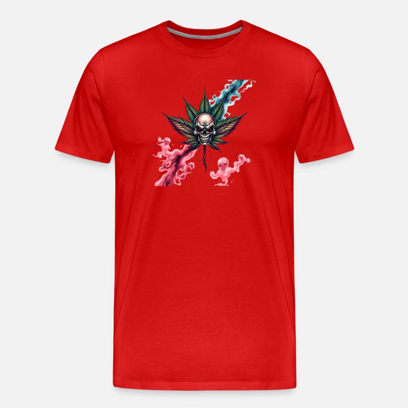 Skull with colored cannabis leaf - Men's Premium Organic T-Shirt - red