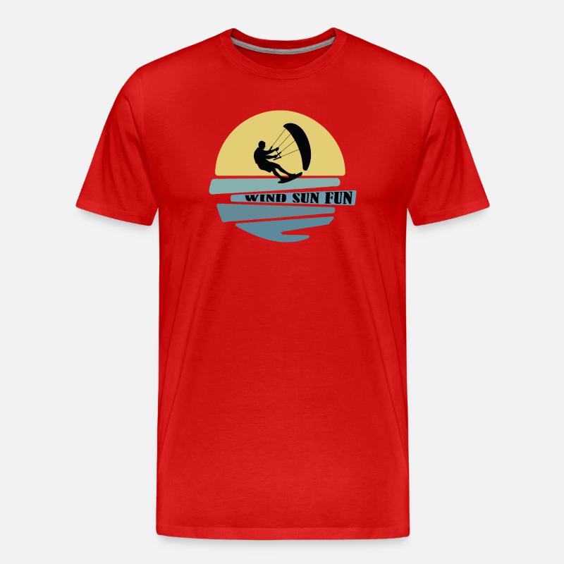 Wind Sonne Fun Kitesurfer - Männer Premium Bio T-Shirt - Rot