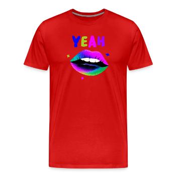 Arc-en-ciel Lip Art YEAH Neon Kiss - T-shirt bio Premium Homme - rouge - Devant - Damien (186cm)