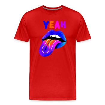 Lèvres vibrantes YEAH Pop Art - T-shirt bio Premium Homme - rouge - Devant - Damien (186cm)