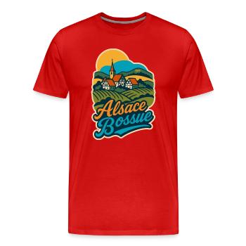 Alsace Bossue – Alsace tordue - T-shirt bio Premium Homme - rouge - Devant - Damien (186cm)
