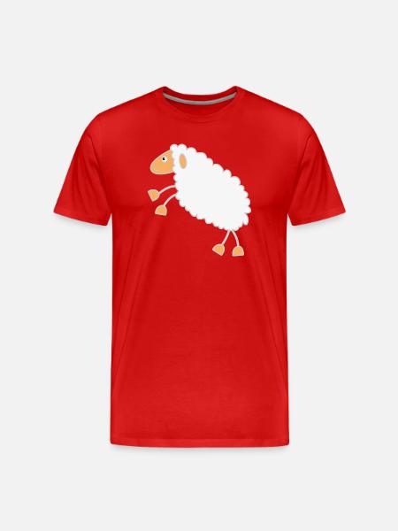 Fluffy Sheep Cartoon Design - Men's Premium Organic T-Shirt - red