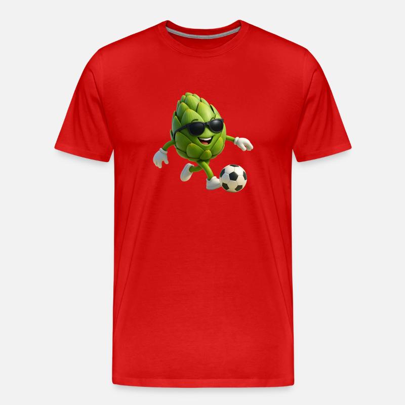 Artischocken Kicker mit Sonnenbrille Faußball - Männer Premium Bio T-Shirt - Rot