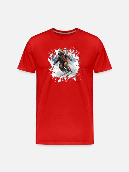 Bear Ski Skiing - Men's Premium Organic T-Shirt - red