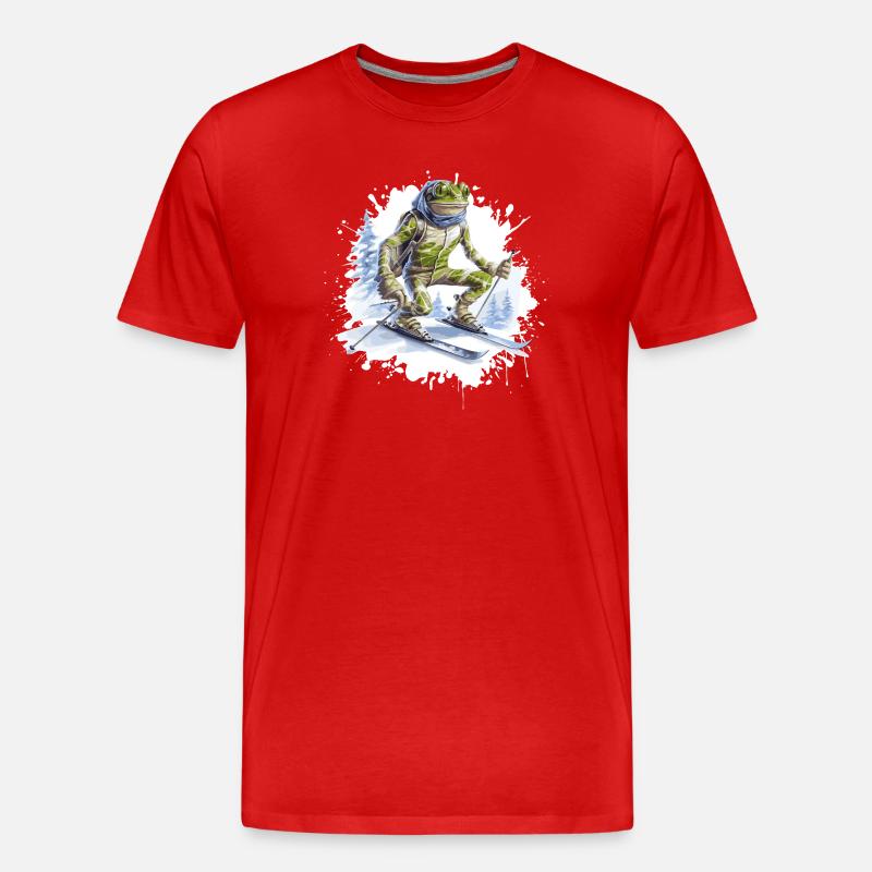 Frosch Ski Skifahren - Männer Premium Bio T-Shirt - Rot