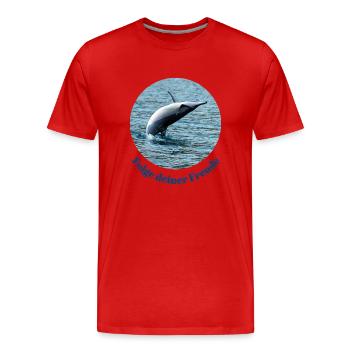 Pure joie de vivre – Jumping dolphin off Mauritius - Men's Premium Organic T-Shirt - red - Front - Damien (186cm)