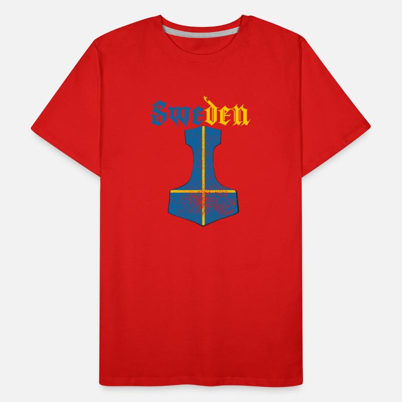 Drapeau de la Suède – Mjölnir Thorhammer Design T-shirt bio Premium Homme