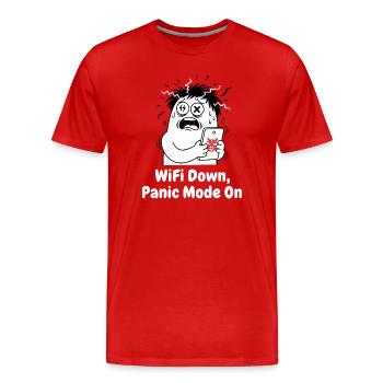 WiFi Ausfall Panikmodus - Männer Premium Bio T-Shirt - Rot - Vorne - Damien (186cm)