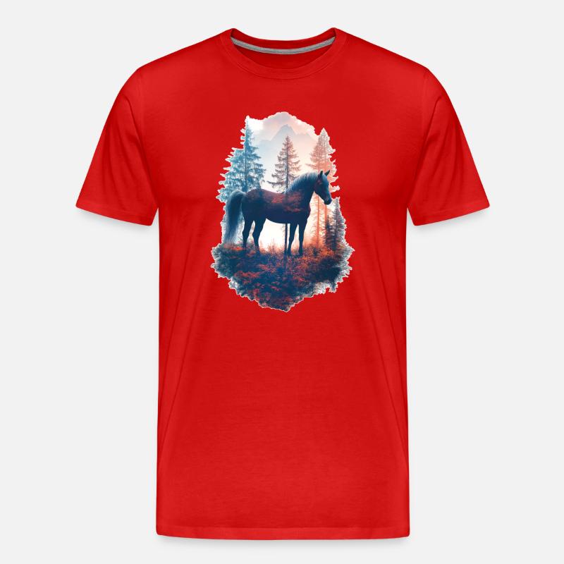 Pferd - Männer Premium Bio T-Shirt - Rot