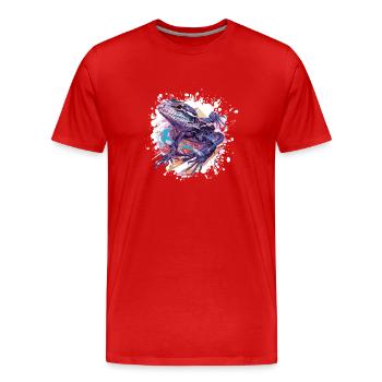 Frosch Farbklecks Kunst - Männer Premium Bio T-Shirt - Rot - Vorne - Damien (186cm)