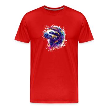 Faultier Sloth Splatter - Men's Premium Organic T-Shirt - red - Front - Damien (186cm)