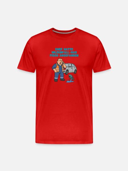 Wildunfall mit Fisch - Männer Premium Bio T-Shirt - Rot