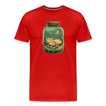 Magic Kitsune Fox Kawaii Terrarium - Men's Premium Organic T-Shirt - red - Front - Damien (186cm)