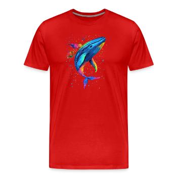 Baleine bleue Baleine Baleines bleues Baleines Chant Baleine Plongeur Baleines Océan - T-shirt bio Premium Homme - rouge - Devant - Damien (186cm)