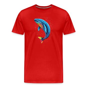 Baleine bleue Baleine Baleines bleues Baleines Chant Baleine Plongeur Baleines Océan - T-shirt bio Premium Homme - rouge - Devant - Damien (186cm)