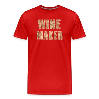 Winemaker – Real Cork Lettering Design - Men's Premium Organic T-Shirt - red - Front - Damien (186cm)