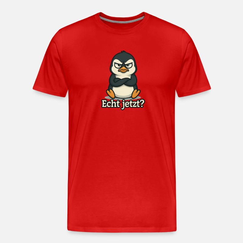 Pinguin Echt Jetzt? - Männer Premium Bio T-Shirt - Rot